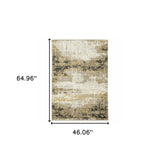 4' X 6' Grey Gold Black Charcoal And Beige Abstract Power Loom Stain Resistant Area Rug With Fringe - Homeroots - Flyclothing LLC