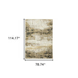6' X 9' Grey Gold Black Charcoal And Beige Abstract Power Loom Stain Resistant Area Rug With Fringe - Homeroots - Flyclothing LLC