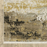 8' X 11' Grey Gold Black Charcoal And Beige Abstract Power Loom Stain Resistant Area Rug With Fringe - Homeroots - Flyclothing LLC