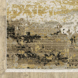 8' X 11' Grey Gold Black Charcoal And Beige Abstract Power Loom Stain Resistant Area Rug With Fringe - Homeroots - Flyclothing LLC