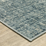 2' X 8' Dark Blue Light Blue Grey Ivory And Beige Abstract Power Loom Stain Resistant Runner Rug - Homeroots