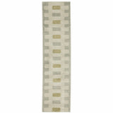 2' X 8' Beige Grey Gold And Green Geometric Power Loom Stain Resistant Runner Rug