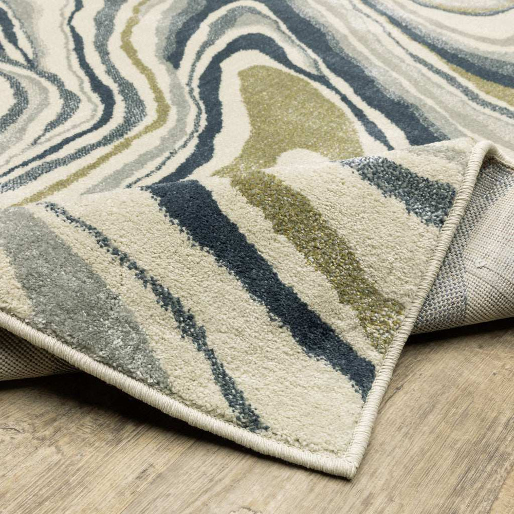 2' X 8' Gray And Ivory Abstract Power Loom Runner Rug - Homeroots - Flyclothing LLC