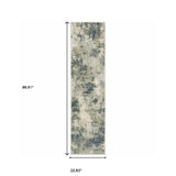 2' X 8' Beige Teal Grey And Gold Abstract Power Loom Stain Resistant Runner Rug - Homeroots - Flyclothing LLC