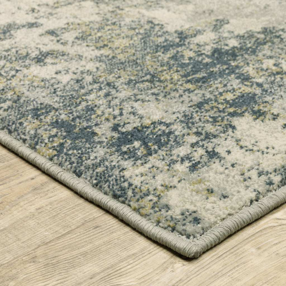 2' X 8' Beige Teal Grey And Gold Abstract Power Loom Stain Resistant Runner Rug - Homeroots - Flyclothing LLC