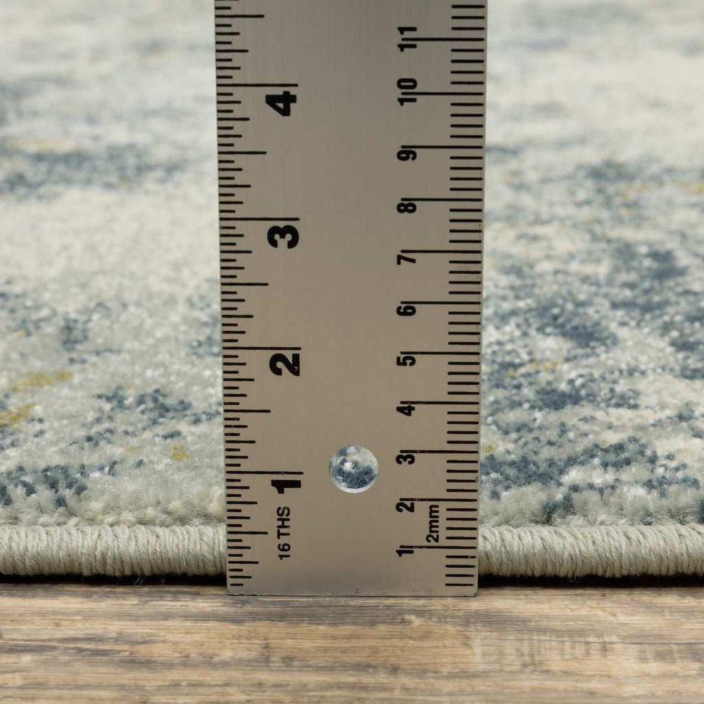 2' X 8' Beige Teal Grey And Gold Abstract Power Loom Stain Resistant Runner Rug - Homeroots - Flyclothing LLC