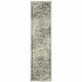 2' X 8' Blue Beige Rust Gold And Teal Oriental Power Loom Stain Resistant Runner Rug - Homeroots