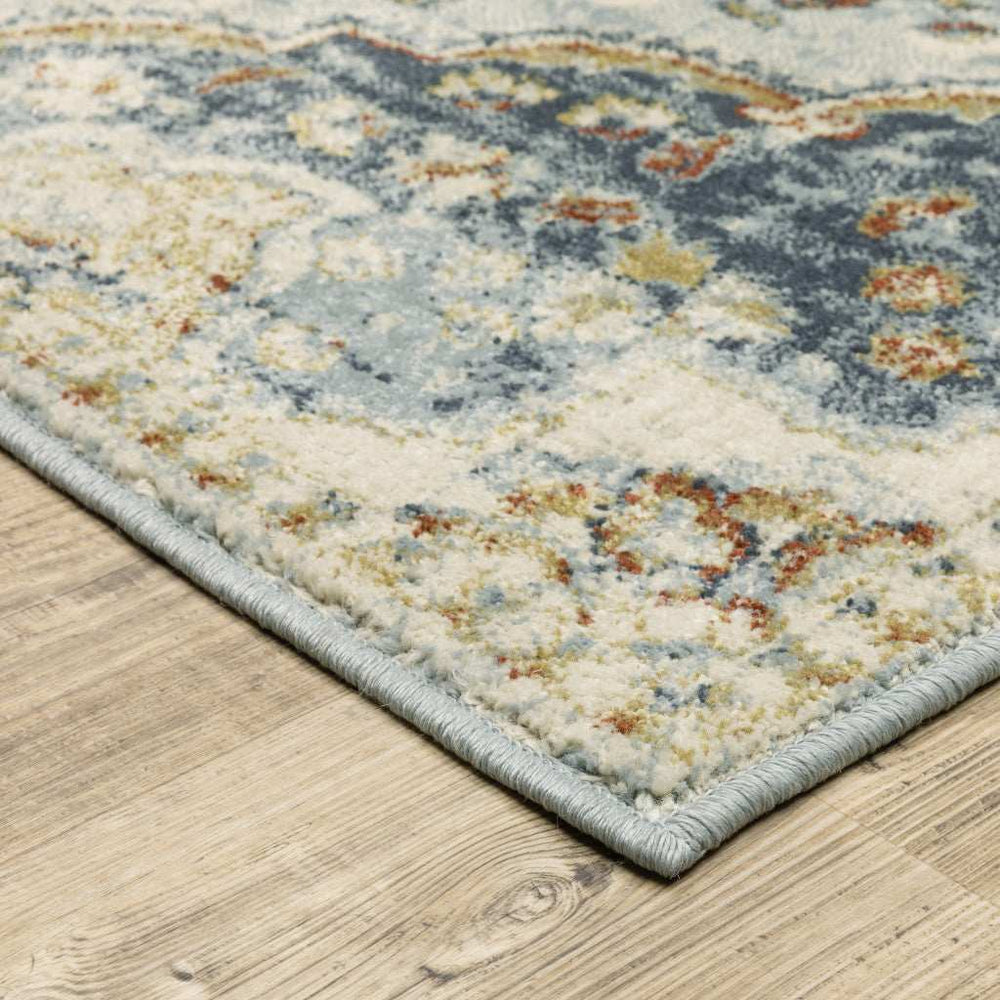 2' X 8' Blue Beige Rust Gold And Teal Oriental Power Loom Stain Resistant Runner Rug - Homeroots - Flyclothing LLC