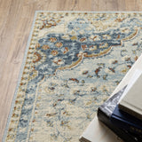 2' X 8' Blue Beige Rust Gold And Teal Oriental Power Loom Stain Resistant Runner Rug - Homeroots