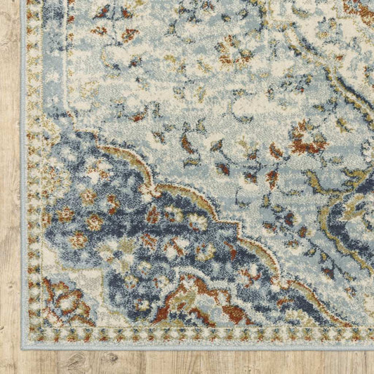 2' X 8' Blue Beige Rust Gold And Teal Oriental Power Loom Stain Resistant Runner Rug - Homeroots - Flyclothing LLC