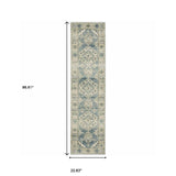 2' X 8' Blue Grey Beige And Teal Oriental Power Loom Stain Resistant Runner Rug - Homeroots - Flyclothing LLC
