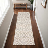 2' X 8' Grey Pink And Sage Geometric Power Loom Stain Resistant Runner Rug - Homeroots - Flyclothing LLC