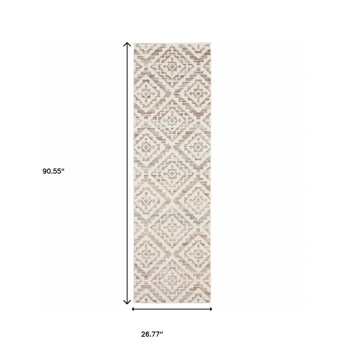 2' X 8' Grey Pink And Sage Geometric Power Loom Stain Resistant Runner Rug - Homeroots - Flyclothing LLC