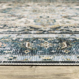 4' X 6' Blue Ivory Teal Brown And Gold Oriental Printed Stain Resistant Non Skid Area Rug - Homeroots - Flyclothing LLC