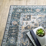4' X 6' Blue Ivory Teal Brown And Gold Oriental Printed Stain Resistant Non Skid Area Rug - Homeroots - Flyclothing LLC