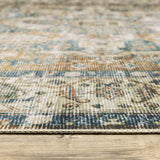 2' X 3' Blue And Gold Oriental Printed Non Skid Area Rug