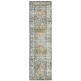 2' X 8' Blue Gold Brown Green And Salmon Oriental Printed Stain Resistant Non Skid Runner Rug - Homeroots - Flyclothing LLC