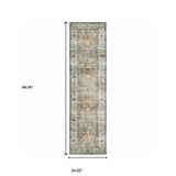 2' X 8' Blue Gold Brown Green And Salmon Oriental Printed Stain Resistant Non Skid Runner Rug - Homeroots - Flyclothing LLC