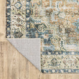 2' X 8' Blue Gold Brown Green And Salmon Oriental Printed Stain Resistant Non Skid Runner Rug - Homeroots - Flyclothing LLC