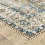 4' X 6' Blue Gold Brown Green And Salmon Oriental Printed Stain Resistant Non Skid Area Rug - Homeroots - Flyclothing LLC