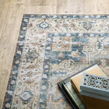 4' X 6' Blue Gold Brown Green And Salmon Oriental Printed Stain Resistant Non Skid Area Rug - Homeroots - Flyclothing LLC
