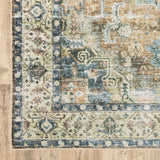 7' X 10' Blue Gold Brown Green And Salmon Oriental Printed Stain Resistant Non Skid Area Rug - Homeroots - Flyclothing LLC