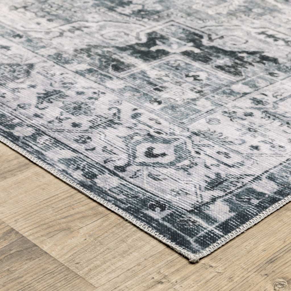2' X 3' Gray And Ivory Oriental Printed Non Skid Area Rug - Homeroots - Flyclothing LLC