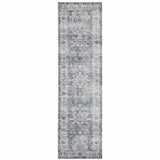 8' Gray And Ivory Oriental Printed Non Skid Runner Rug - Homeroots