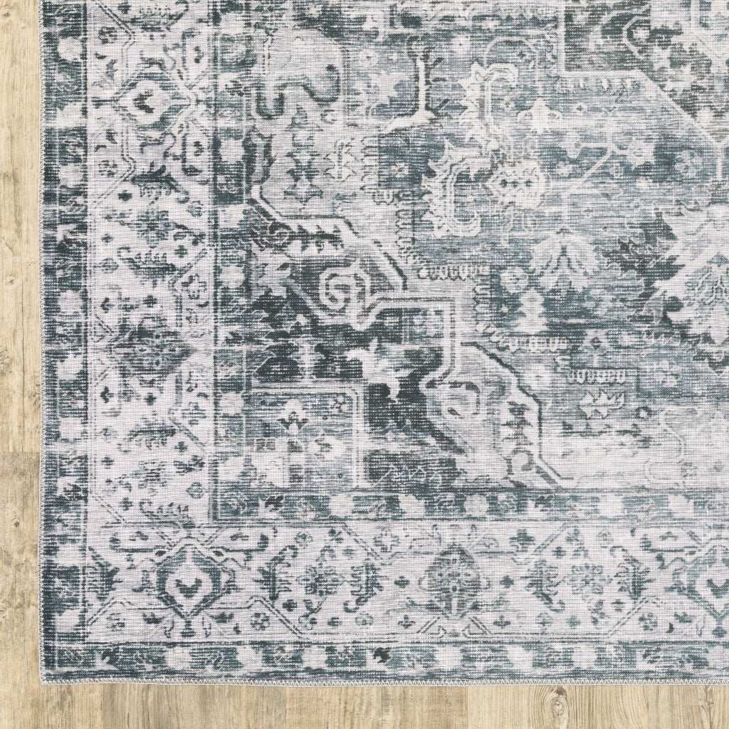 8' Gray And Ivory Oriental Printed Non Skid Runner Rug - Homeroots - Flyclothing LLC