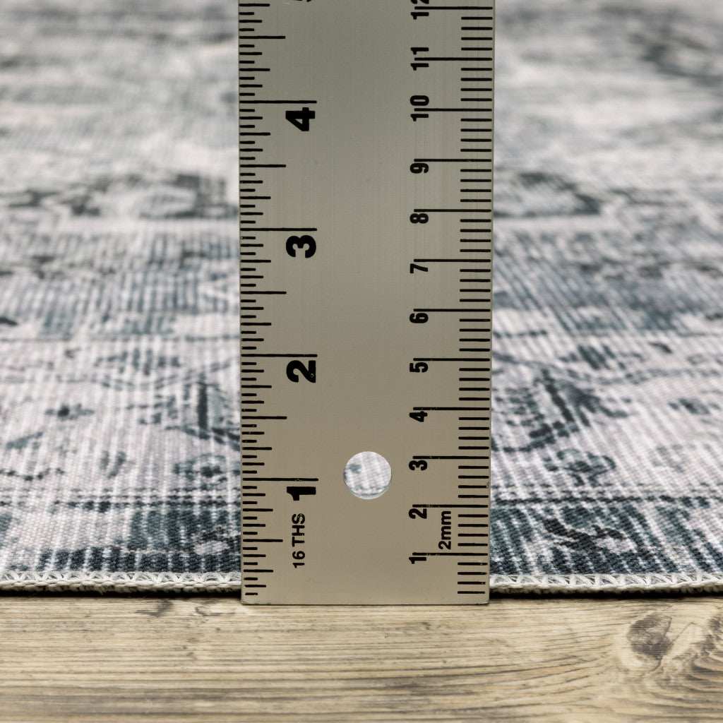 8' Gray And Ivory Oriental Printed Non Skid Runner Rug - Homeroots - Flyclothing LLC