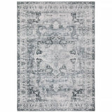 4' X 6' Navy Blue Ivory And Grey Oriental Printed Stain Resistant Non Skid Area Rug - Homeroots - Flyclothing LLC