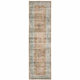 2' X 8' Rust Blue Ivory And Gold Oriental Printed Stain Resistant Non Skid Runner Rug - Homeroots - Flyclothing LLC