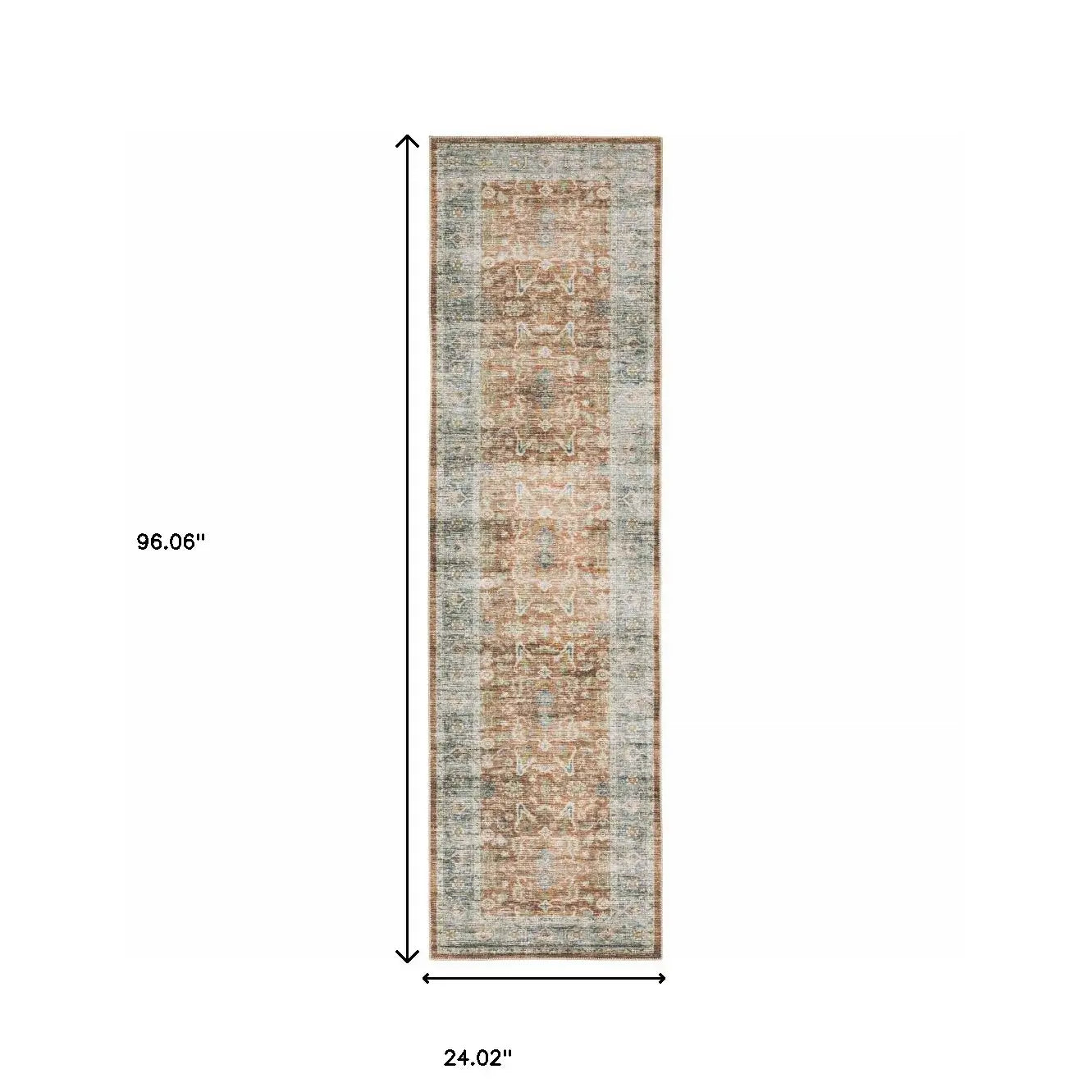 2' X 8' Rust Blue Ivory And Gold Oriental Printed Stain Resistant Non Skid Runner Rug - Homeroots - Flyclothing LLC