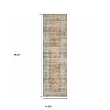 2' X 8' Rust Blue Ivory And Gold Oriental Printed Stain Resistant Non Skid Runner Rug - Homeroots - Flyclothing LLC