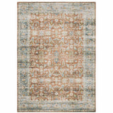 4' X 6' Rust Blue Ivory And Gold Oriental Printed Stain Resistant Non Skid Area Rug - Homeroots - Flyclothing LLC