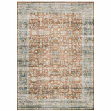 4' X 6' Rust Blue Ivory And Gold Oriental Printed Stain Resistant Non Skid Area Rug - Homeroots