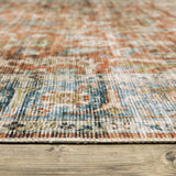 4' X 6' Rust Blue Ivory And Gold Oriental Printed Stain Resistant Non Skid Area Rug