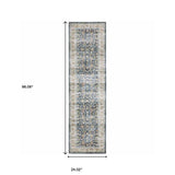 2' X 8' Blue Gold Rust Ivory And Olive Oriental Printed Stain Resistant Non Skid Runner Rug - Homeroots - Flyclothing LLC