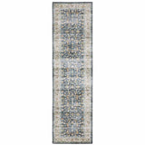 2' X 8' Blue Gold Rust Ivory And Olive Oriental Printed Stain Resistant Non Skid Runner Rug - Homeroots
