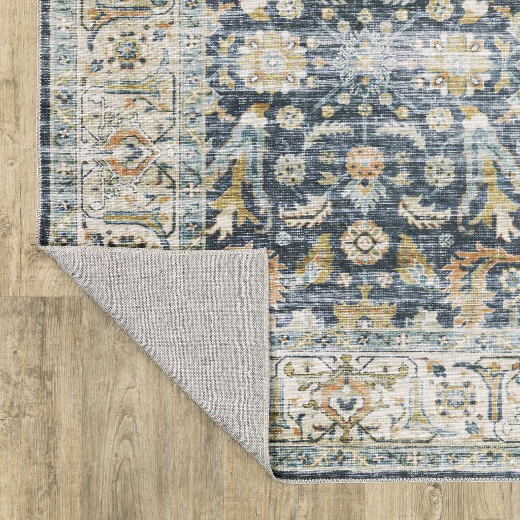 2' X 8' Blue Gold Rust Ivory And Olive Oriental Printed Stain Resistant Non Skid Runner Rug - Homeroots - Flyclothing LLC
