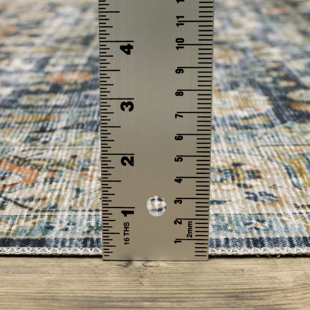 2' X 8' Blue Gold Rust Ivory And Olive Oriental Printed Stain Resistant Non Skid Runner Rug - Homeroots - Flyclothing LLC