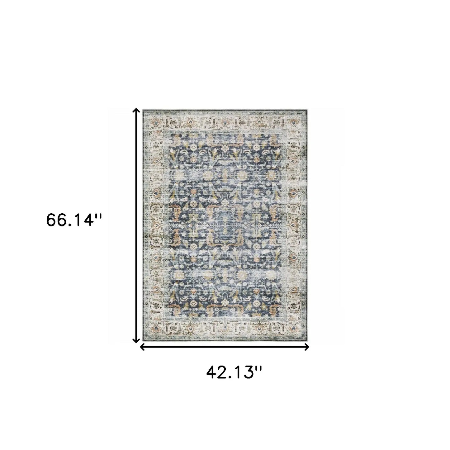 4' X 6' Blue Gold Rust Ivory And Olive Oriental Printed Stain Resistant Non Skid Area Rug - Homeroots - Flyclothing LLC