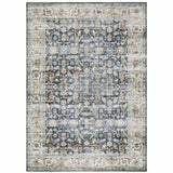 7' X 10' Blue Gold Rust Ivory And Olive Oriental Printed Stain Resistant Non Skid Area Rug - Homeroots - Flyclothing LLC