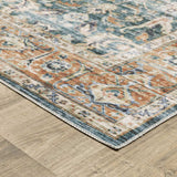2' X 3' Blue Rust Gold And Olive Oriental Printed Stain Resistant Non Skid Area Rug - Homeroots - Flyclothing LLC