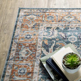 2' X 3' Blue Rust Gold And Olive Oriental Printed Stain Resistant Non Skid Area Rug - Homeroots - Flyclothing LLC