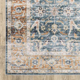2' X 3' Blue Rust Gold And Olive Oriental Printed Stain Resistant Non Skid Area Rug - Homeroots