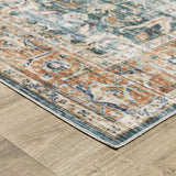 2' X 8' Blue Rust Gold And Olive Oriental Printed Stain Resistant Non Skid Runner Rug - Homeroots - Flyclothing LLC