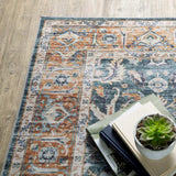 2' X 8' Blue Rust Gold And Olive Oriental Printed Stain Resistant Non Skid Runner Rug - Homeroots - Flyclothing LLC