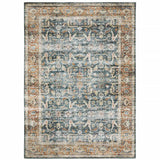 7' X 10' Blue Rust Gold And Olive Oriental Printed Stain Resistant Non Skid Area Rug - Homeroots - Flyclothing LLC