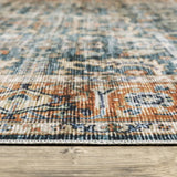 7' X 10' Blue Rust Gold And Olive Oriental Printed Stain Resistant Non Skid Area Rug - Homeroots - Flyclothing LLC